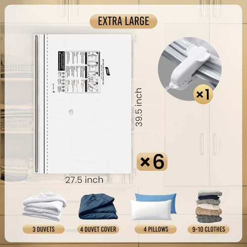 TAILI 6 Pack Vacuum Storage Bags, Jumbo LONG SIDE ZIP(39x28 inch), Clear - Image 3