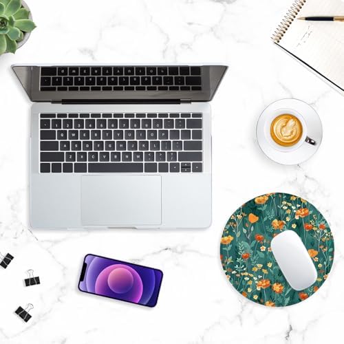 ITNRSIIET Round Mouse Pad with Stitched Edge Premium-Textured Waterproof Non-Slip Rubber Base Desktop Protection Mat Diameter 8.7 inches, Beautiful Flowers - Image 7