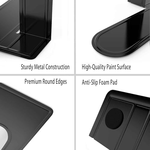 Optomni Bookends, Book End Supports Heavy Duty Metal Bookend Support, Book Ends Supports for Shelves Decor Home Office School (2 Pairs/4 Pieces, Black) - Image 5