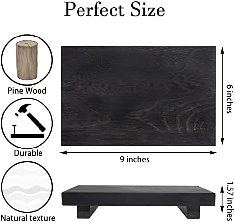 Bathroom Tray Wood Riser Kitchen Decor Soap Holder, 9" x 6" Black - Image 7