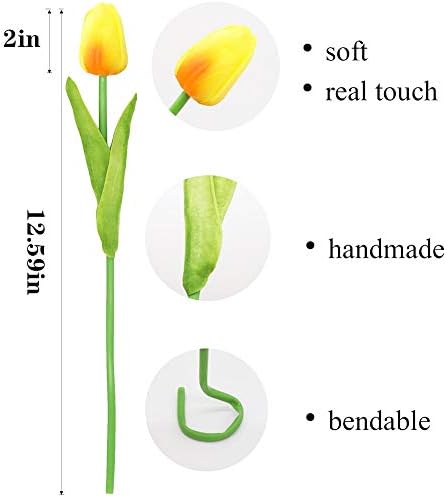 24pcs Multicolor Artificial Tulips Flowers Fake Faux PU Tulip Bouquet Real Touch Flower Arrangement for Home Room Office Party Wedding Decoration Excellent Gift Idea for Mothers Day - Image 6