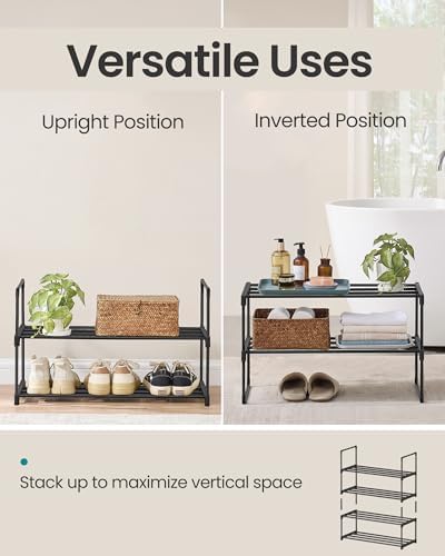 SONGMICS Shoe Rack, 2-Tier Shoe Organizer, Metal Storage Shelf - Image 4