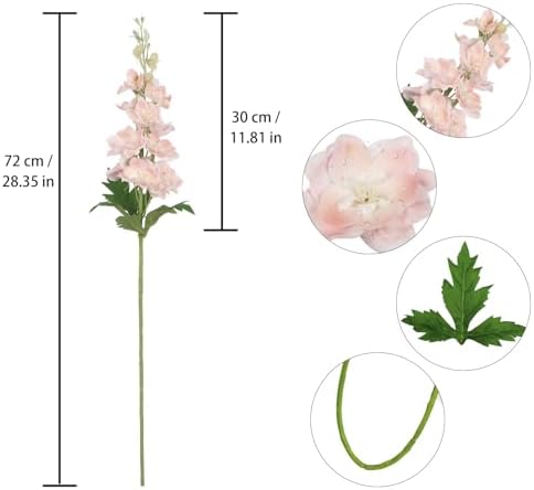 6PCS Champagne Delphinium Artificial Flowers Real Touch Larkspur Silk Flowers Long Stem Artificial Flowers for Tall Vase Wedding Centerpieces for Tables Home Decor Indoor (Champagne) - Image 2