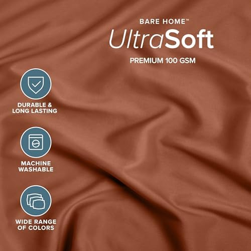 Bare Home King Fitted Sheet - 1800 Ultra-Soft (King, Terracotta) - Image 2