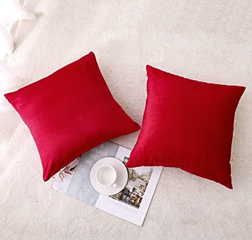 NiNi ALL Red Velvet Throw Pillow Covers 28x28 Pack of 2 Decorative Couch - Image 2
