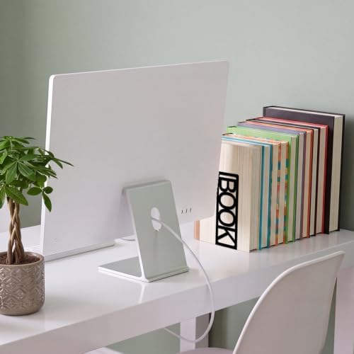 Book Ends for Shelves Set of 6, Black Modern Minimalist Metal Bookends Decorative Book Holder for Home Office Desk Bookshelf Decor Book Shelf Organizer - Image 7