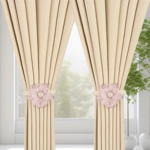 SUQ I OME Lotus Flower Curtain Tiebacks Holdbacks Holder, Purple - Image 2