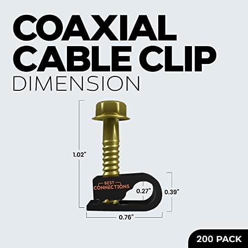 BEST CONNECTIONS Coaxial Cable Clips with Pre-Inserted Screw (200 Pack) – Black Single Cable Mounting Clamps for Coax Cable (RG6, RG59) and Ethernet Cable – Cord Fastener/Strain Relief Clip - Image 2