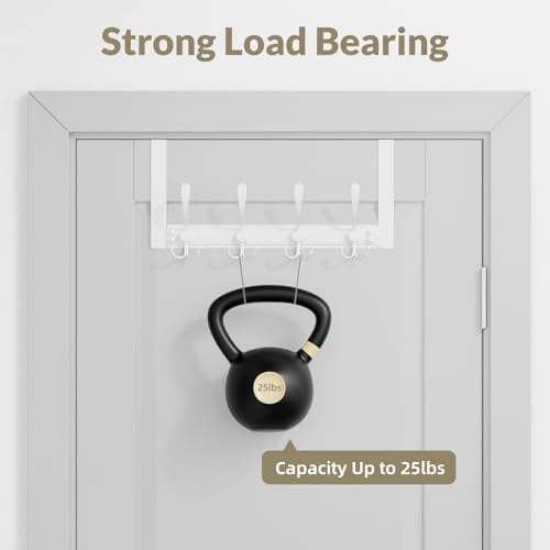 Heavy Duty Over The Door Hooks Rustproof - 25lb Over The Door Towel Rack for Bathroom, Over The Door Hanger, Door Towel Hanger, Over The Door Towel Hook, Coat Rack (2Pack, White) - Image 5