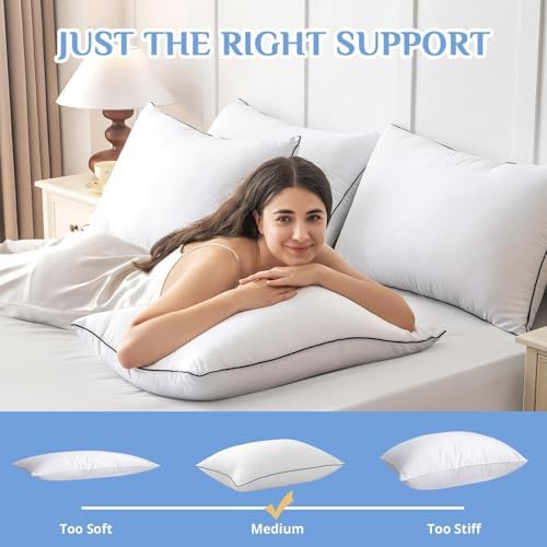 JOLLYVOGUE King Size Bed Pillow 1-Pack, Single Pillow for Sleeping, Breathable and Supportive with Down Alternative Fill, Hotel Collection Pillow for Side, Back, and Stomach Sleepers - Image 4