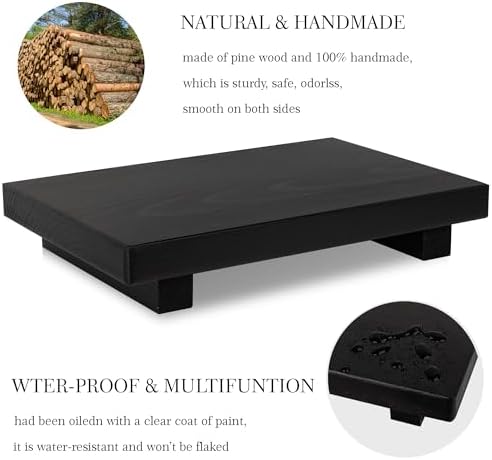 Bathroom Tray Wood Riser Kitchen Decor Soap Holder, 9" x 6" Black - Image 5