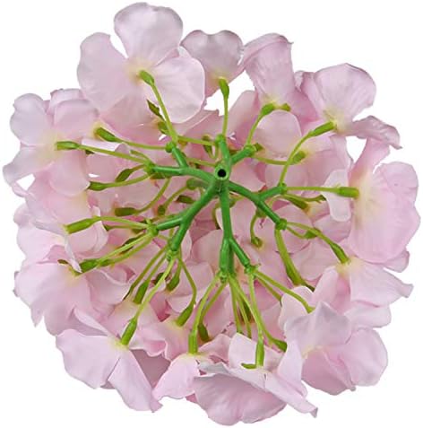 Silk Hydrangea Heads Artificial Flowers Heads with Stems for Home Wedding Decor,Pack of 10 (Pink) - Image 3