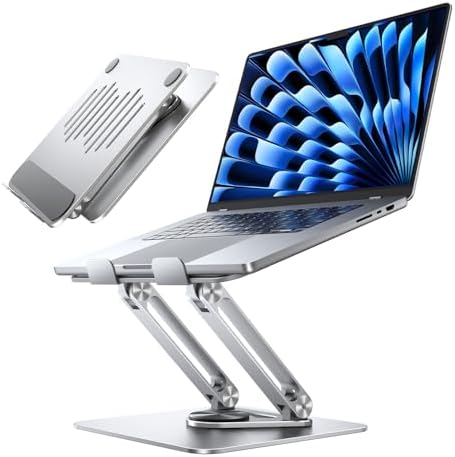 MAGIC JOHN Adjustable Laptop Stand for Desk, 360° Rotating Foldable Protable Laptop Riser Holder, Ergonomic Design Computer Notebook Stand Holder for MacBook Pro Air/Dell/HP 10-17.3" by MAGICJOHN