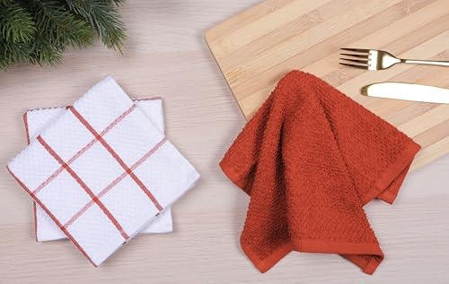 AMOUR INFINI Cotton Kitchen Dish Cloths Set of 8 – Highly Absorbent, Super Soft Premium Terry Cleaning Cloth (12"x12" Inch) Premium Dishcloths for Washing Dishes (Rust) - Image 6