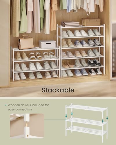 SONGMICS Bamboo Shoe Rack, 3-Tier Stackable Shoe Organizer, for 12-16 Pairs - Image 5