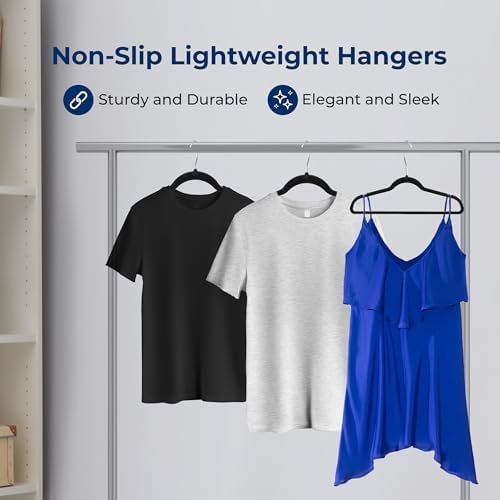 SereneLife 10-Pack Black Velvet Clothes Hangers, Non-Slip & Heavy Duty - Image 4