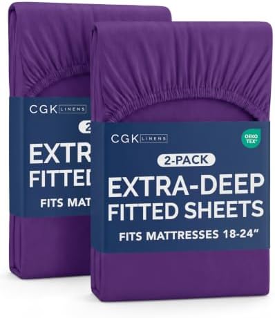 CGK Linens 2 Pack Extra Deep Full Fitted Sheets - Purple by CGKUnlimited