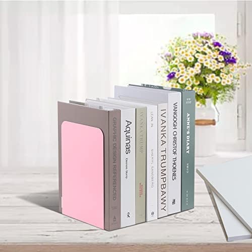 MSDADA Bookends, Book Ends for Book Shelves, Book Ends for Heavy Books,Metal Bookend Supports, Modern Minimalist Style Bookend, Pink(4Pairs) - Image 6