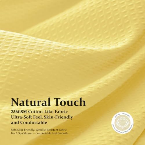 Dynamene Long Waffle Shower Curtain 256 GSM Heavy Fabric 72x78 Yellow - Image 4