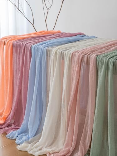 Fresh Salmon Cheesecloth Table Runner 120 in Fall Party Home Decorations - Image 6
