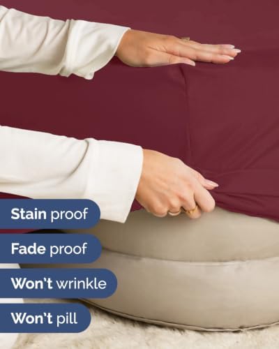 CGK Linens 2 Pack Extra Deep Twin XL Fitted Sheets - Burgundy - Image 5