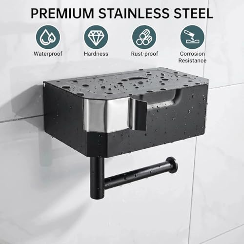 Toilet Paper Holder with Shelf, Wall Mounted Wipes Dispenser - Image 5