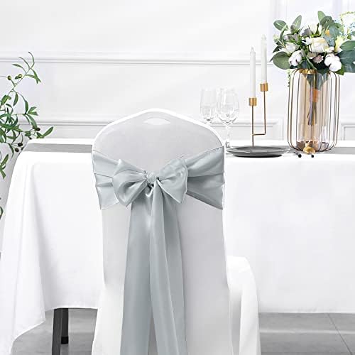 SiinvdaBZX 4 Pcs Silver Satin Table Runner 12 x 108 inches Long - Image 7