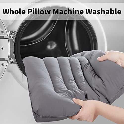 HOMBYS Ultra Thin Flat Pillow for Sleeping, Thin Pillow for Back Sleeper, Supportive Stomach Sleeping Pillow, Slim Bed Pillow, Machine Washable-Standard Size 18x26, Grey - Image 7