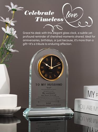 Gifts for Husband from Wife, Romantic Anniversary Glass Clock - Image 3