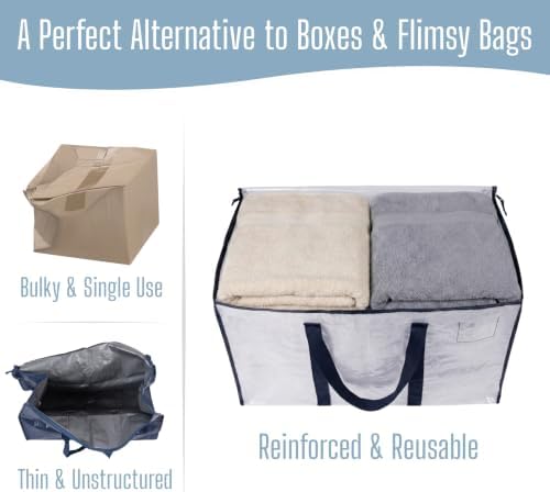 VENO 6 Pack Heavy Duty Moving Bags, Extra Large Storage Bags with Reinforced Handles & Strong Zippers, Foldable & Reusable Moving Box Alternative for Clothes & Dorm Storage - Image 5