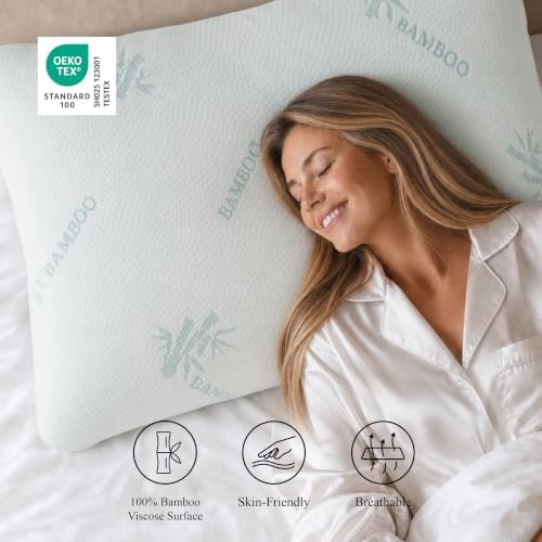 Gusseted Queen Size Bed Pillow 20"X30", Cooling Bamboo Viscose Surface - Image 5