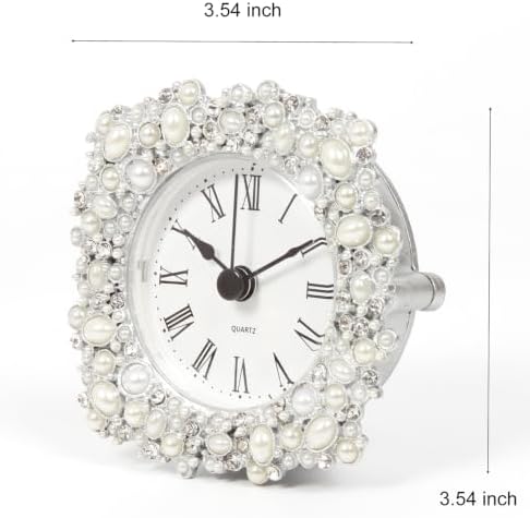 Vintage Table Clock, Silver Shelf Clock, Small Clock for Home Bedroom Office Desktop Decor - Image 2