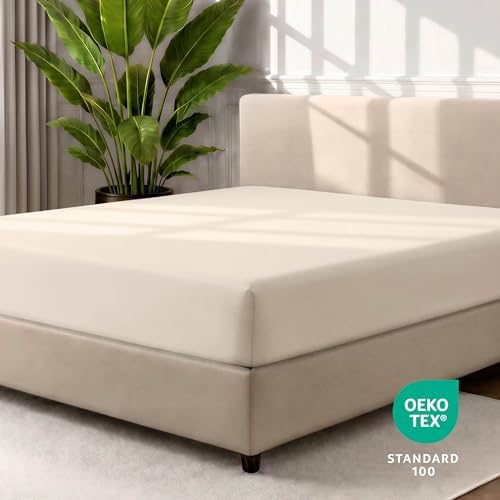 Bare Home SHFK Fitted Sheet - 1800 Ultra-Soft (Split Head Flex King, Sand) - Image 5
