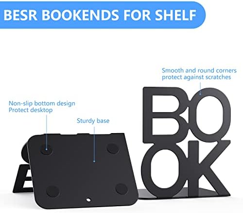 4 Pair Book Ends, Bookends, Book Ends for Shelves,Bookend - Image 4