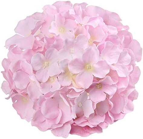Silk Hydrangea Heads Artificial Flowers Heads with Stems for Home Wedding Decor,Pack of 10 (Pink) - Image 2