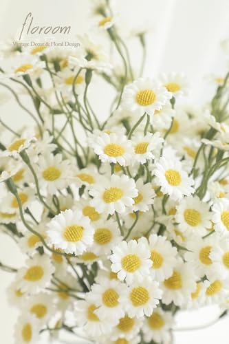Floroom 24pcs Ivory Small Artificial Flowers Faux Silk Daisies Fake Wildflowers with Stems for DIY White Wedding Bouquets Floral Arrangements Party Decor Centerpieces Decorations (Vase Not Included) - Image 3