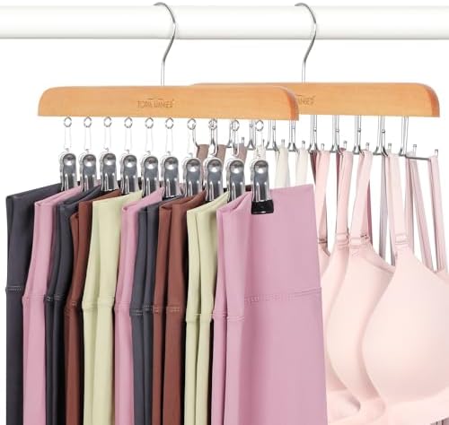 TOPIA HANGER 2 Pack Bra with Leggings Wooden Space Saving Hangers Natural by TOPIAHANGER