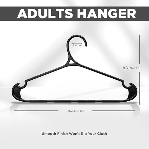 Utopia Home Plastic Hangers 50 Pack – Non-Slip with Pants Bar Black - Image 4
