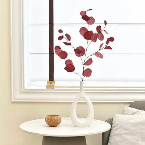 3 PCS 33" Artificial Eucalyptus Stems, Silk Branches for Vase Decor, Red - Image 5