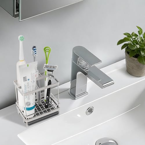 Electric Toothbrush Holders for Bathrooms Toothpaste Organizer, Sliver - Image 2