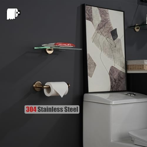 JQK Champagne Bronze Toilet Paper Holder, 5 Inch Tissue Paper Dispenser for Bathroom, 304 Stainless Steel Thick 0.8mm Wall Mount, TPH120-CB - Image 4