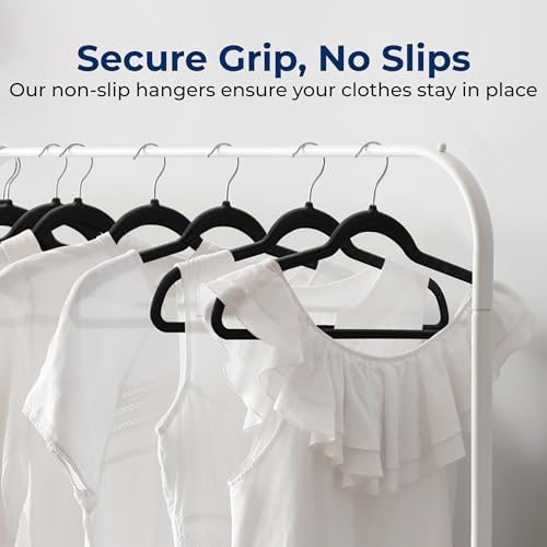 SereneLife 10-Pack Black Velvet Clothes Hangers, Non-Slip & Heavy Duty - Image 3