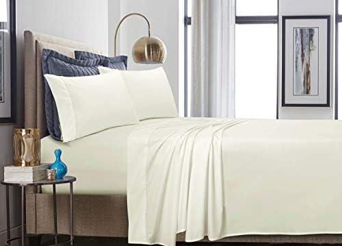 Tribeca Living Percale 500 Thread Count Cotton Pillow Pair, King, Ivory by TribecaLiving