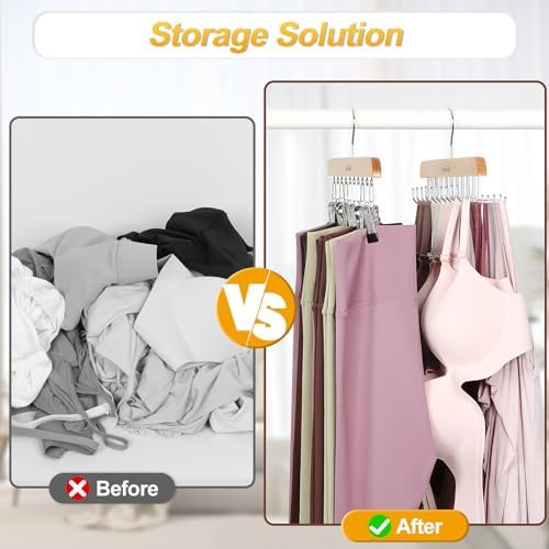 TOPIA HANGER 2 Pack Bra with Leggings Wooden Space Saving Hangers Natural - Image 5