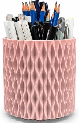 Lebenrich Rotating Pen Holder for Desk, Cute Pink Pencil Holder, Pen Cup by Lebenrich