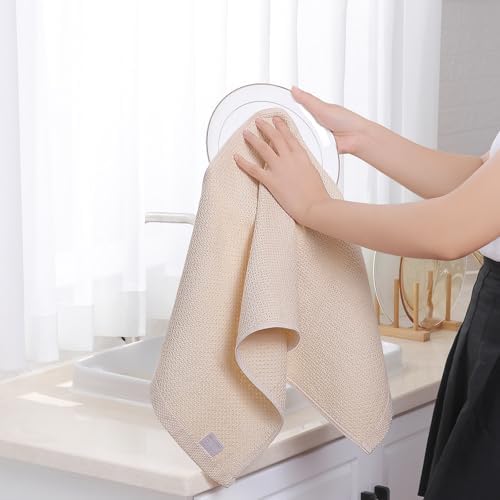 Homaxy 100% Cotton Waffle Weave Kitchen Dish Towels 4-Pack, Beige - Image 4