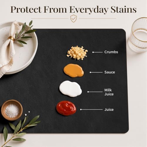 Homaxy Vinyl Heat Resistant Placemats Set of 6, Black - Image 3
