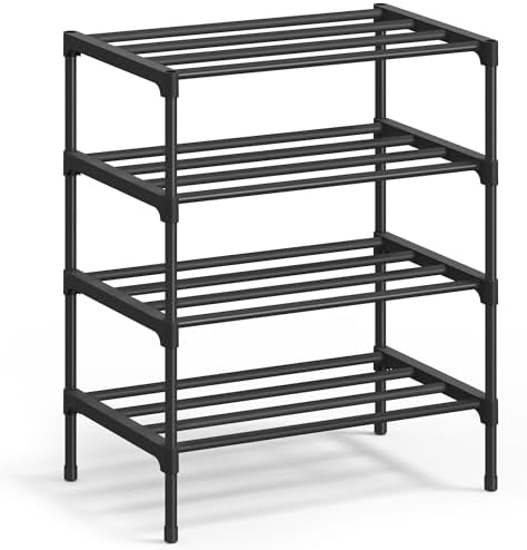 SONGMICS Shoe Rack, 4-Tier Stackable Metal Shoe Organizer, 17.7" Wide by SONGMICSbySONGMICSHOME