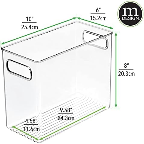 mDesign Plastic Modern Kitchen, Pantry Food Storage Container Bin w/ Handles - Cabinet, Fridge/Freezer, Countertop Organizer - Snacks/Drink/Appliances; Ligne Collection, Clear, 10x5x8 (Pack of 1) - Image 3