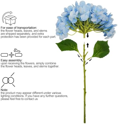 Jahe 4 Pcs Hydrangea Artificial Flowers, 20'' Tall Large Bloom Faux Hydrangea Flowers,Real Touch Fake Flowers, Bouquet Home Wedding Part Decor, DIY Floral Arrangement, Light Blue - Image 4